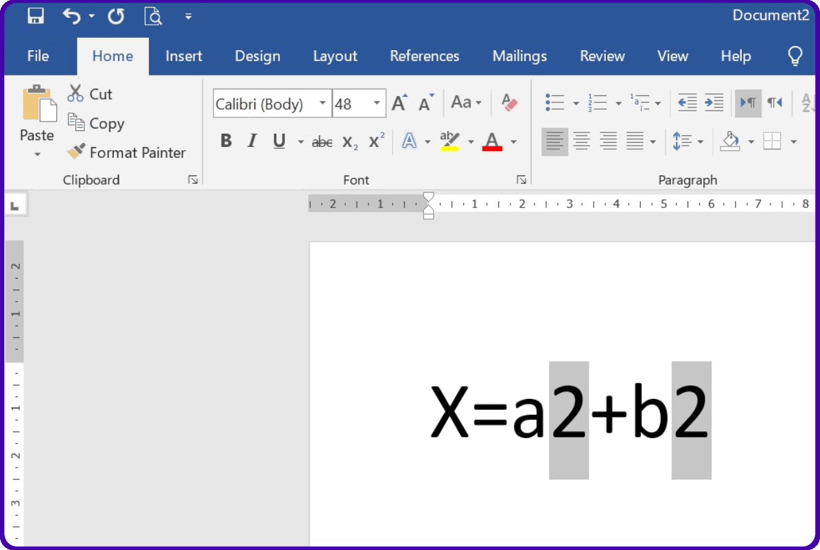 Cara membuat pangkat di word melalui menu superscript